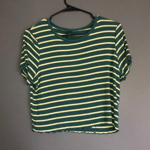 green and lime striped crop top